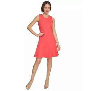 119$ Tommy Hilfiger Button-Shoulder Jacquard Mini Cocktail Dress Size 6 Pink